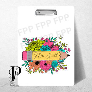 Floral Pencil Clipboard Custom Personalized with your Name